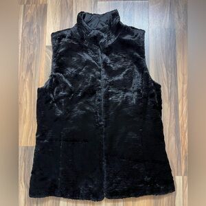 Lauren Ralph Lauren Reversible Black Faux Fur Vest - Women Jackets & Coats